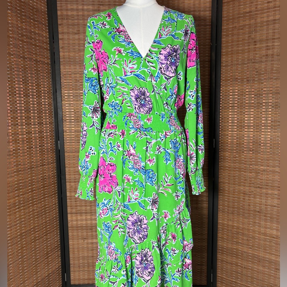 NWT Lilly Pulitzer Cristiana Floral Long Sleeve Stretch Midi Dress Women Size 6